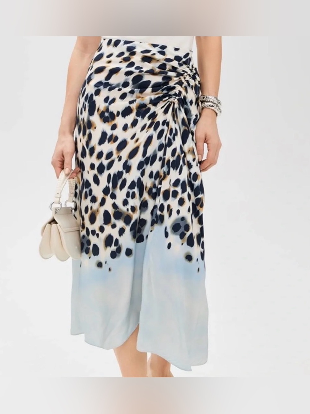 NWOT: A.L.C. Grace Printed Midi Skirt, Side Rouching, sz 4 ($495 retail) - Picture 3 of 12